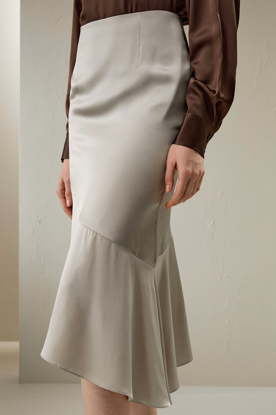 zijde asymmetrische fishtail rok