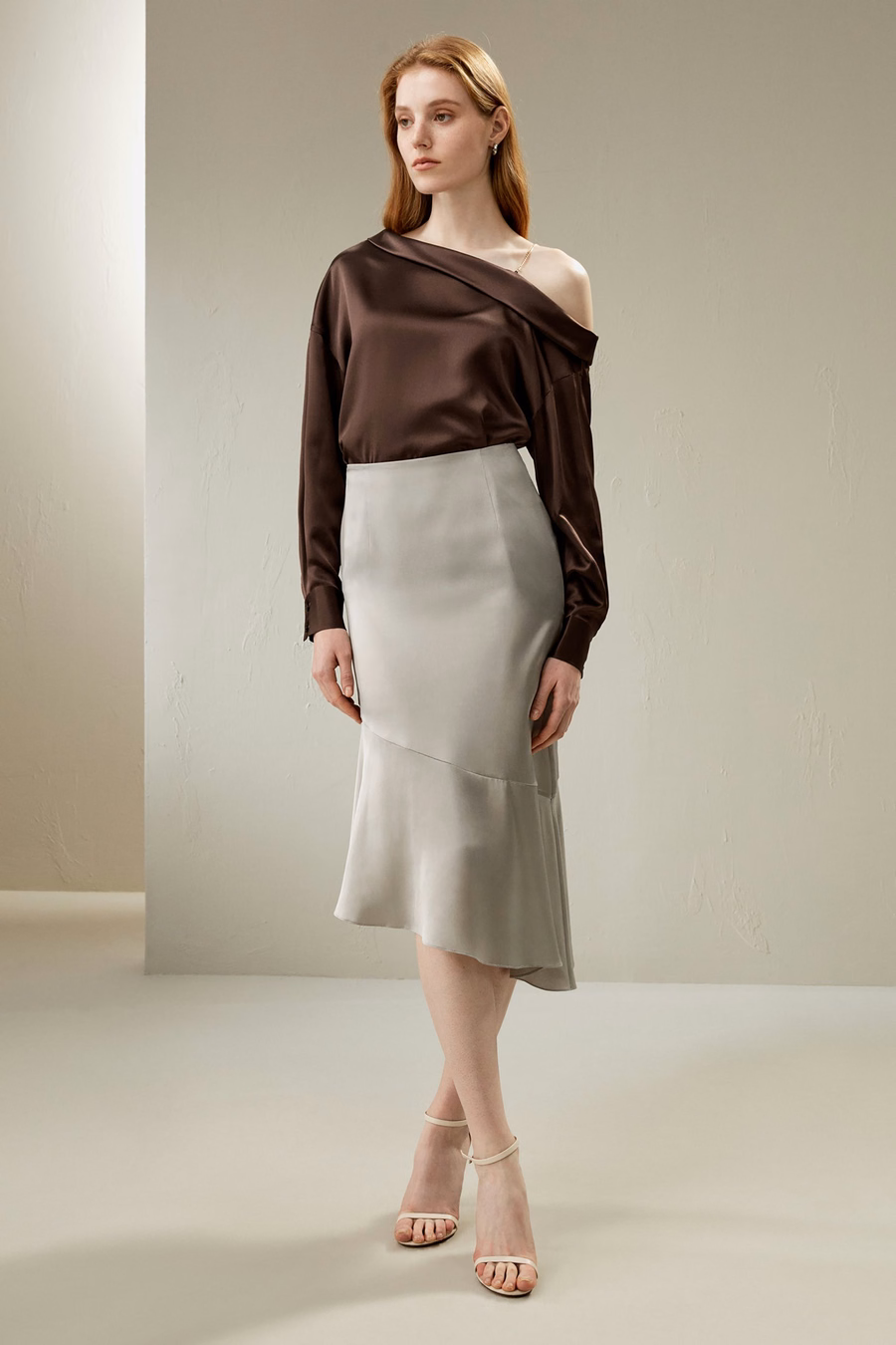 zijde asymmetrische fishtail rok