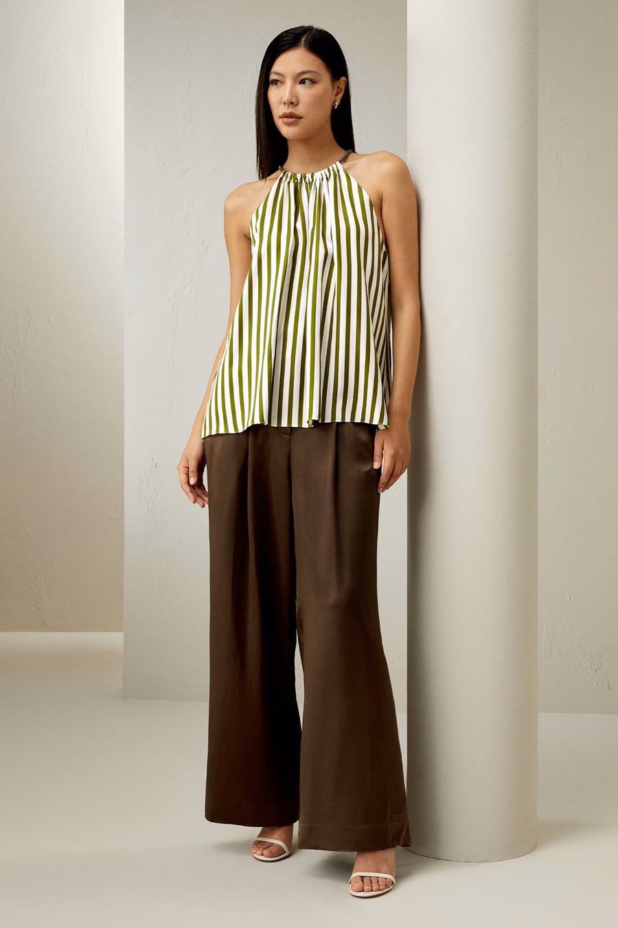 Silk Twill Halter Neck Top