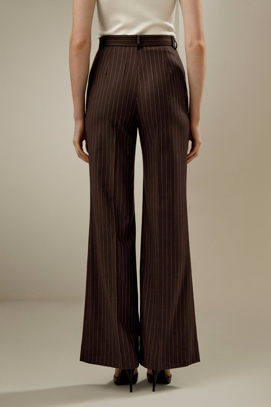 Gestreepte hoge taille rechte broek