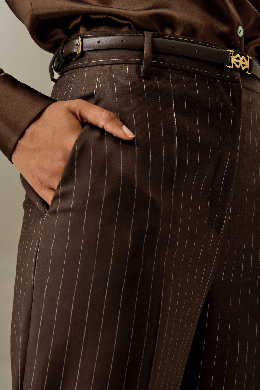Gestreepte hoge taille rechte broek