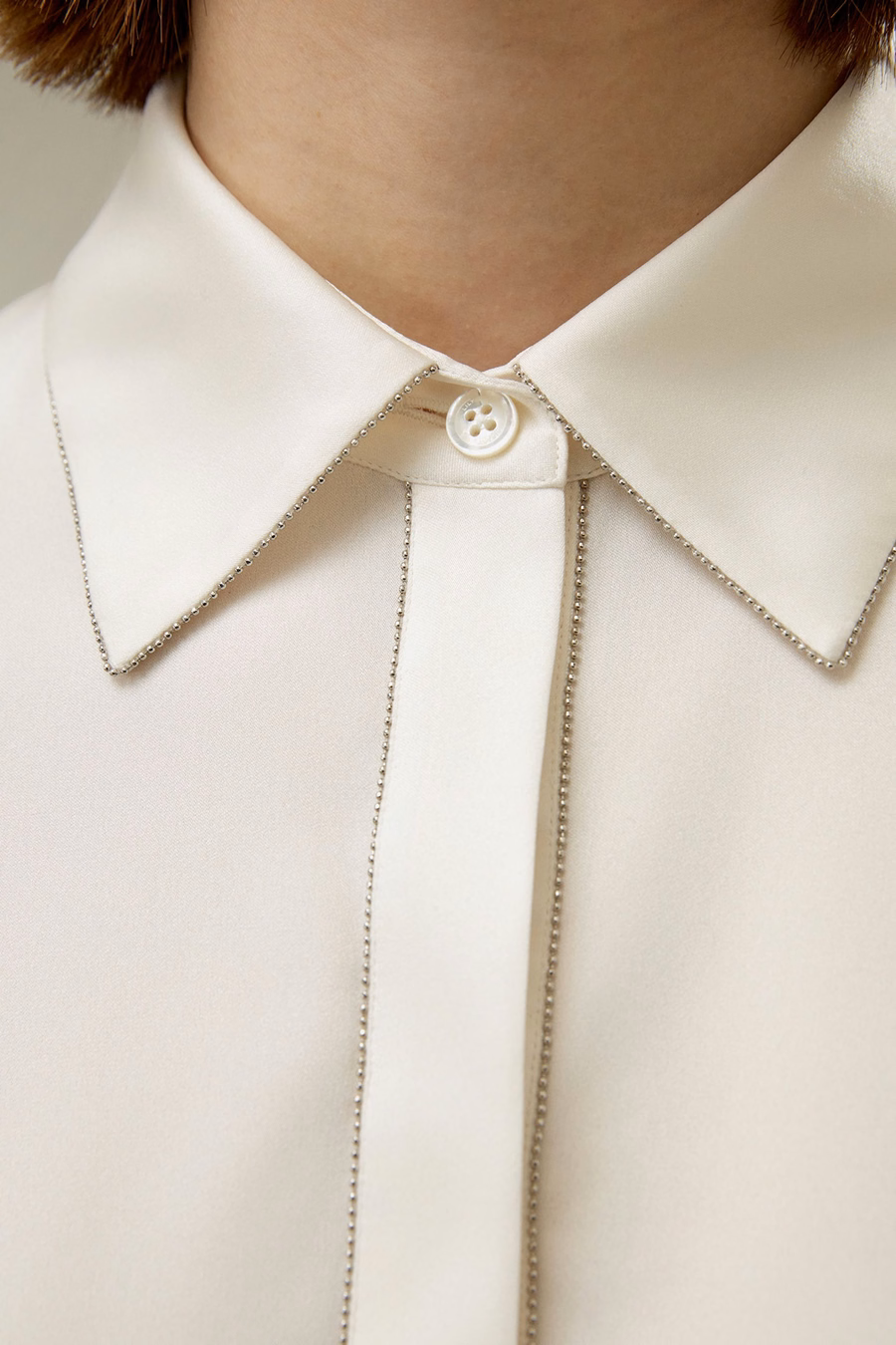 Beaded Chain Zijde Shirt