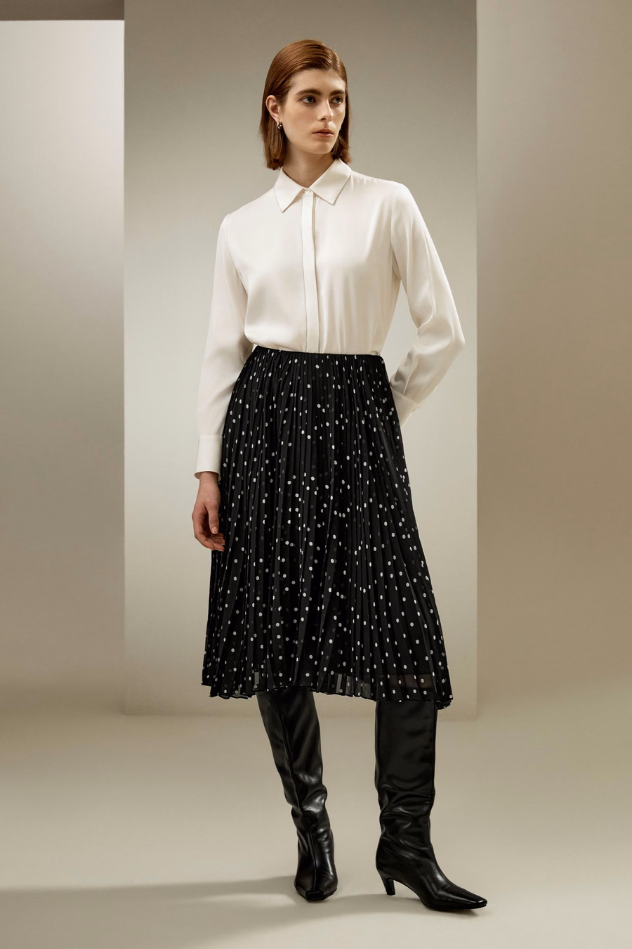 Beaded Chain Zijde Shirt