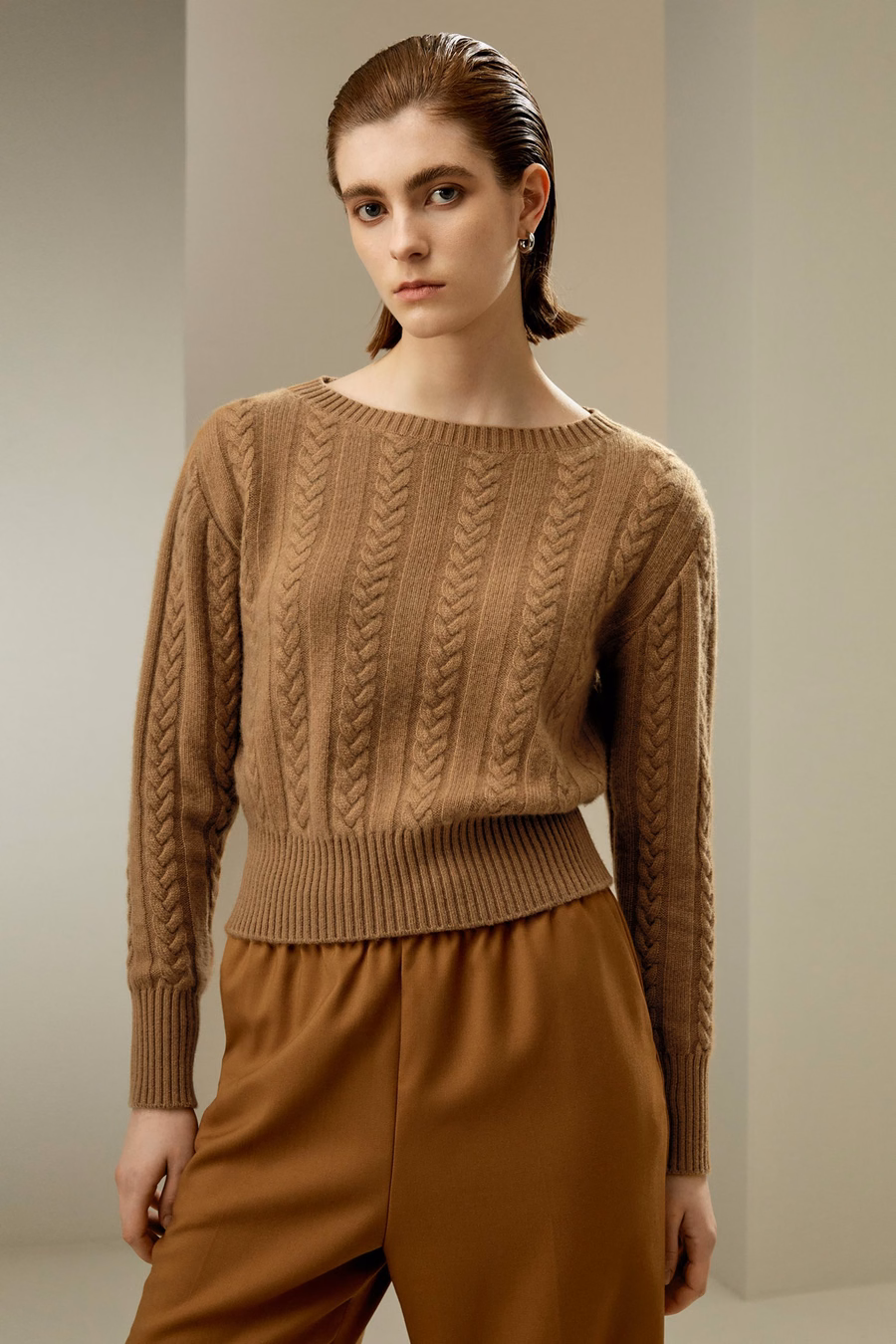 Pure kasjmier drop shoulder trui