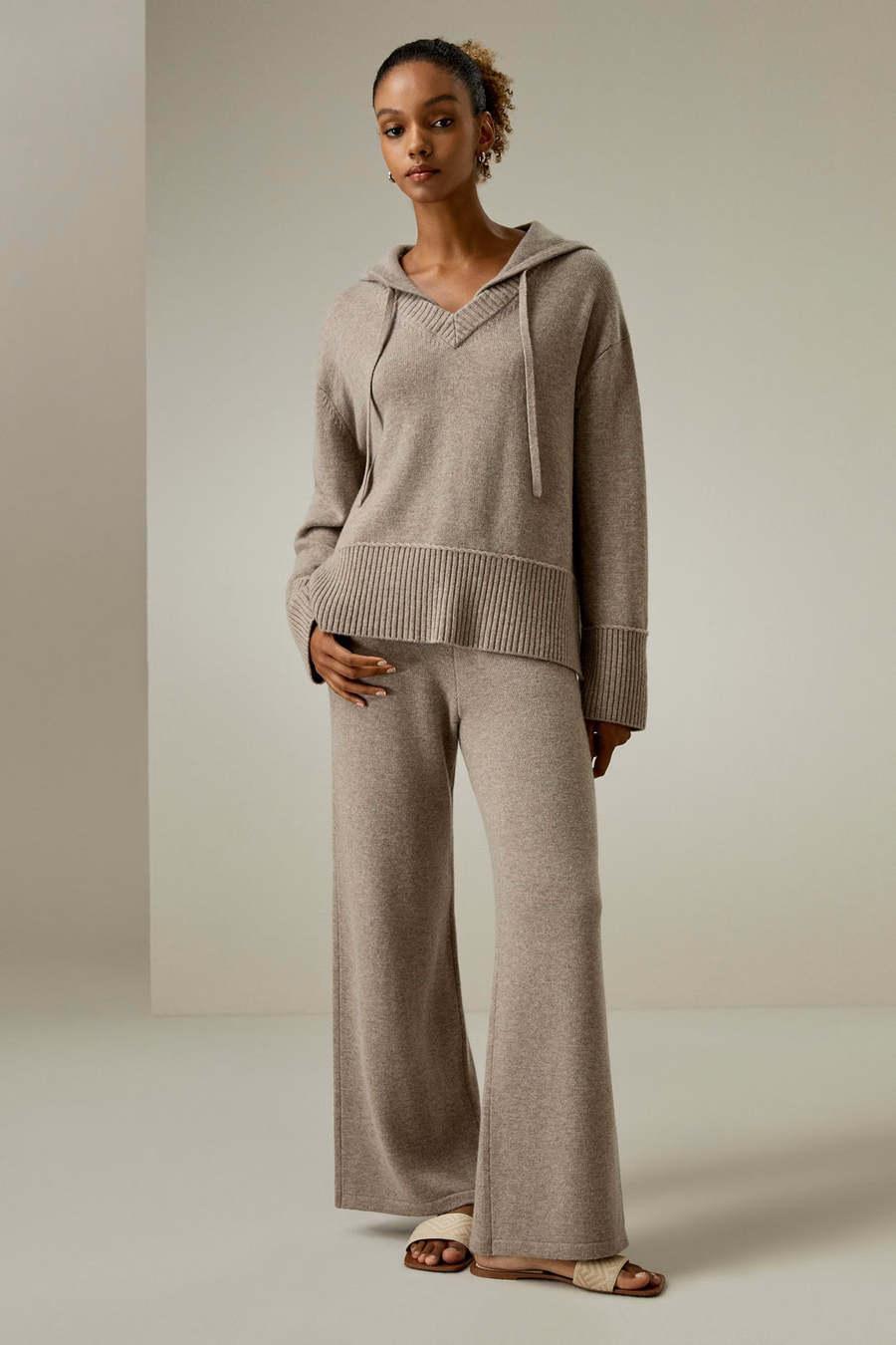 Merino Wol Jersey Wijde-Pijpen Broek