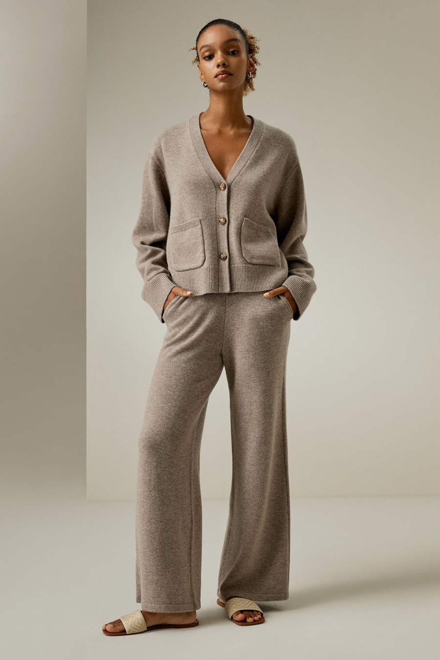 Korte wol-kashmir mengsel cardigan