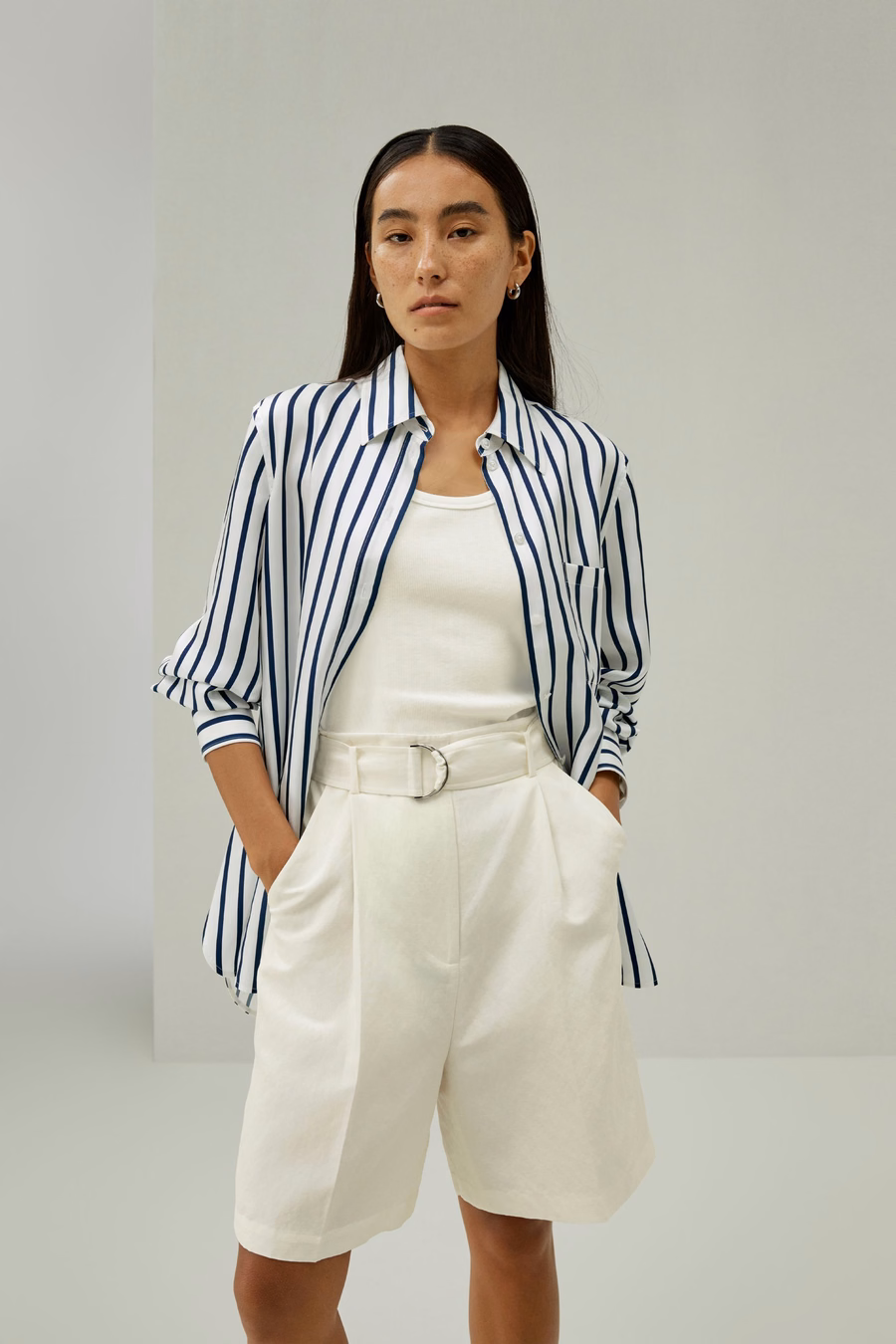 Chic Zijde-Linnenmix Bermuda Shorts