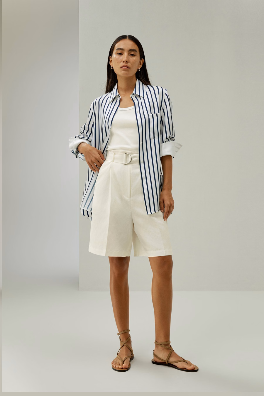 Chic Zijde-Linnenmix Bermuda Shorts