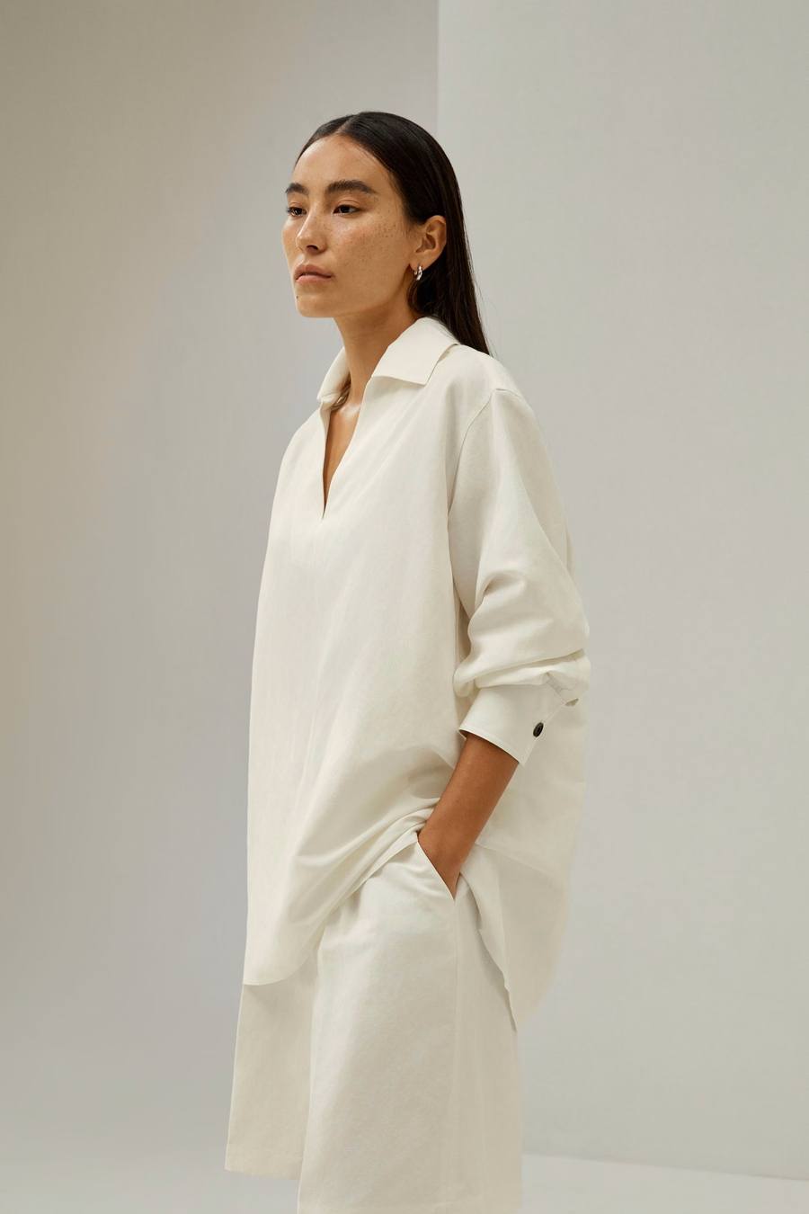 Oversized Silk-Linen Blend Shirt