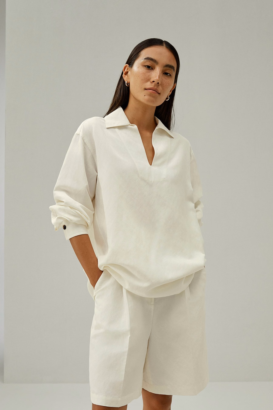 Oversized Silk-Linen Blend Shirt