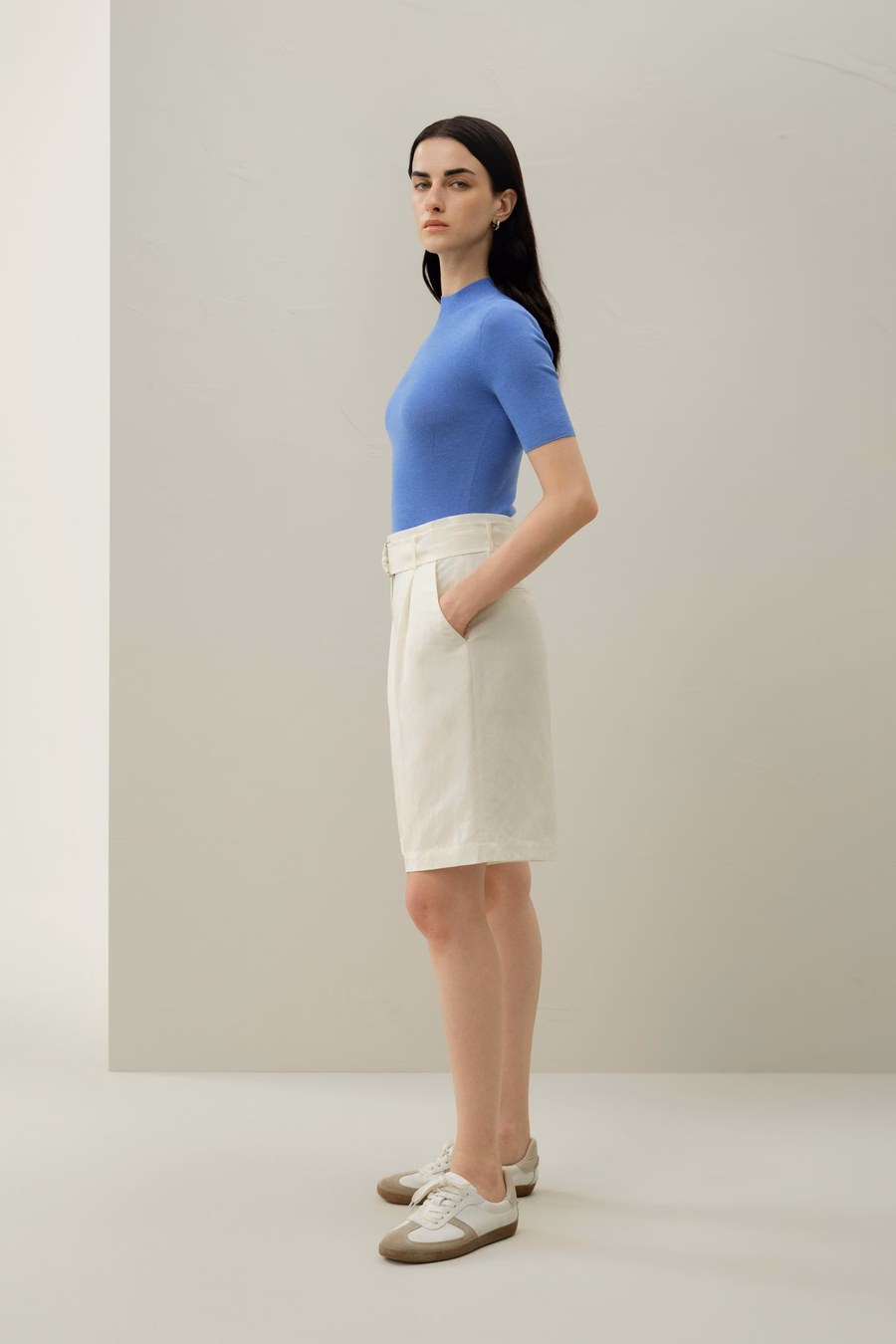 Naadloze Zijde-Katoen Slim-Fit Gebreide Top