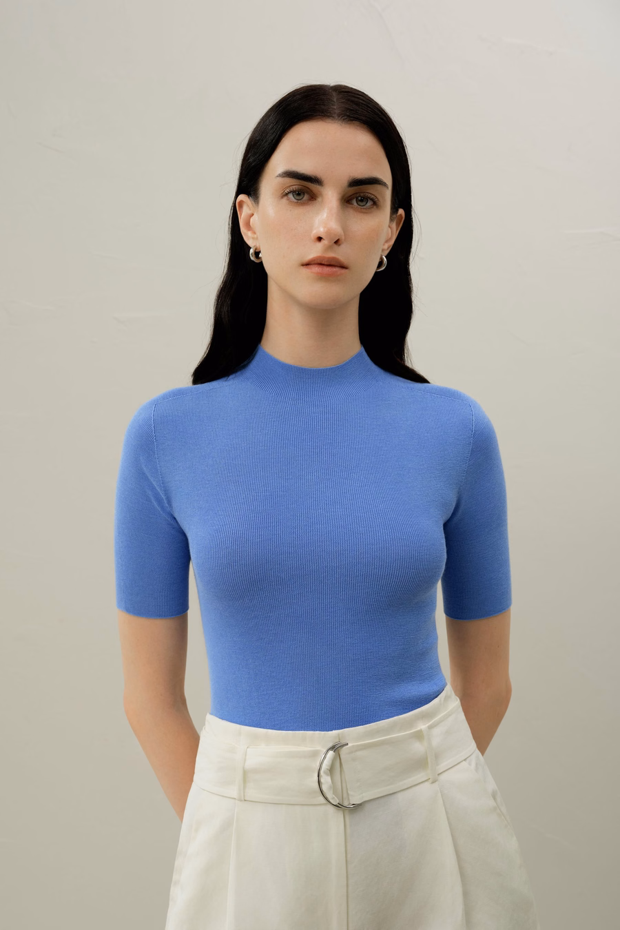 Naadloze Zijde-Katoen Slim-Fit Gebreide Top