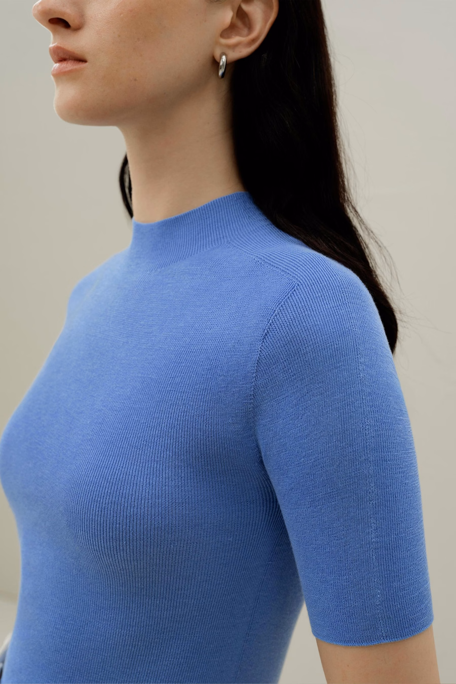 Naadloze Zijde-Katoen Slim-Fit Gebreide Top
