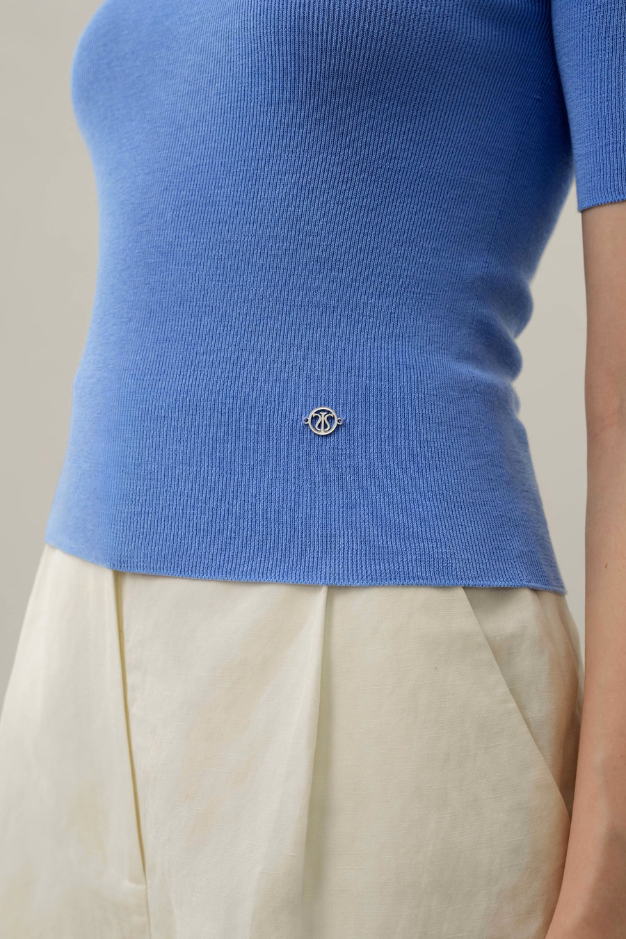 Naadloze Zijde-Katoen Slim-Fit Gebreide Top