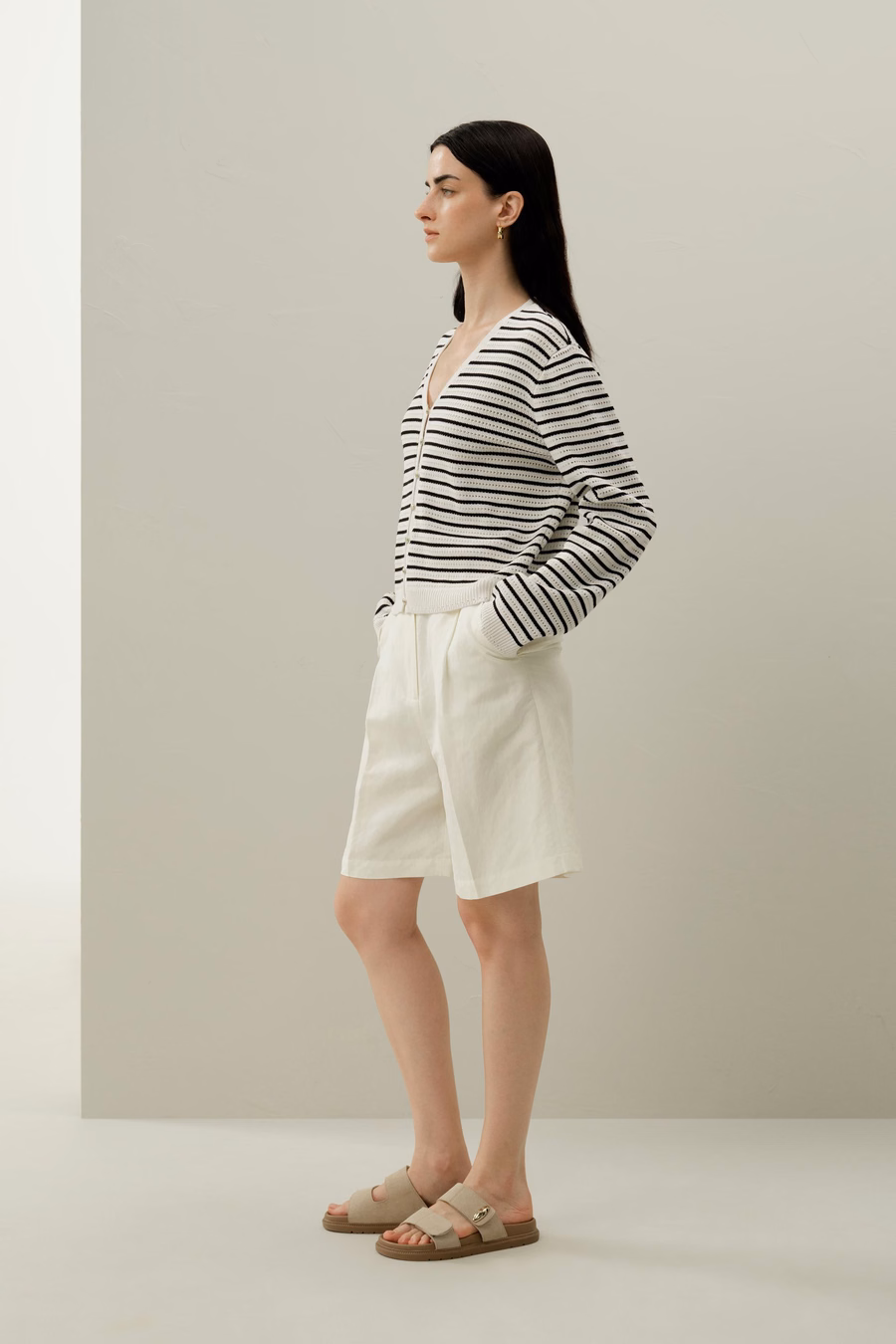 Toscana Gestreepte Pointelle Cardigan