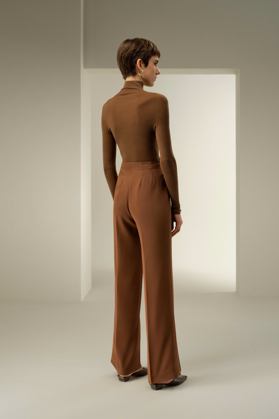 Minimalistische Zijde Crêpe Broek