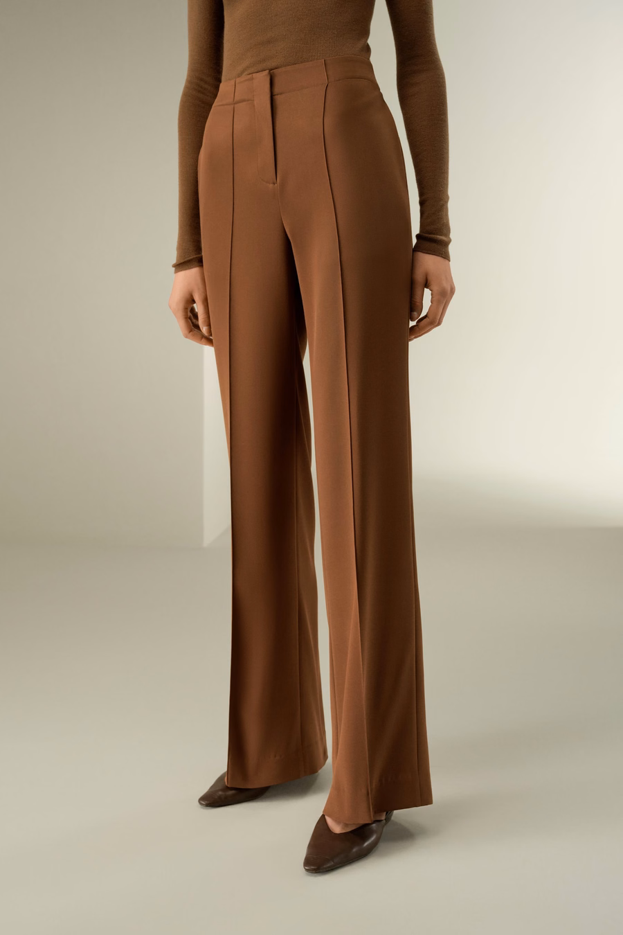Minimalistische Zijde Crêpe Broek