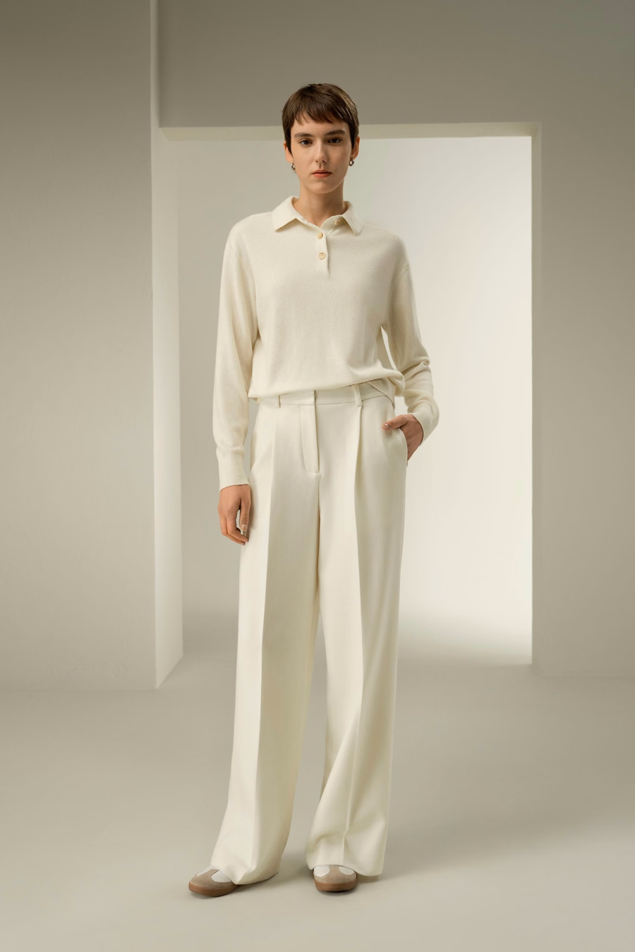 Silk-Wool Tweed Blend Trousers