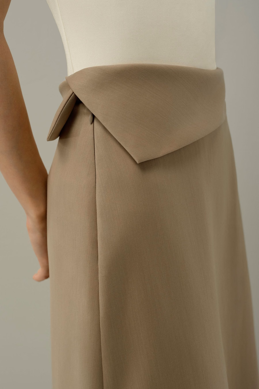 Asymmetrische Taille Zijde-Wol Midi Rok