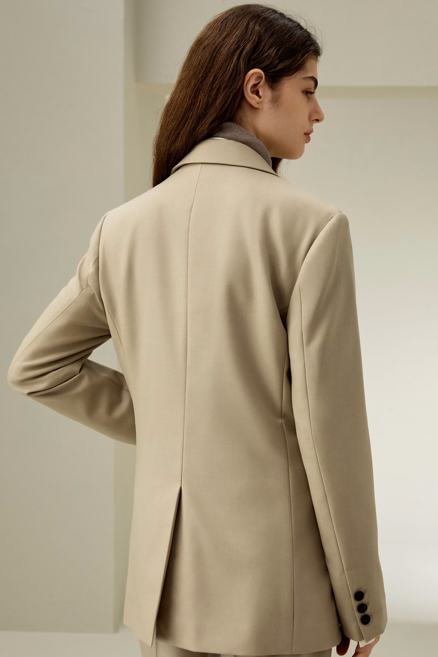 Moderne schoonheid zijde wol blazer