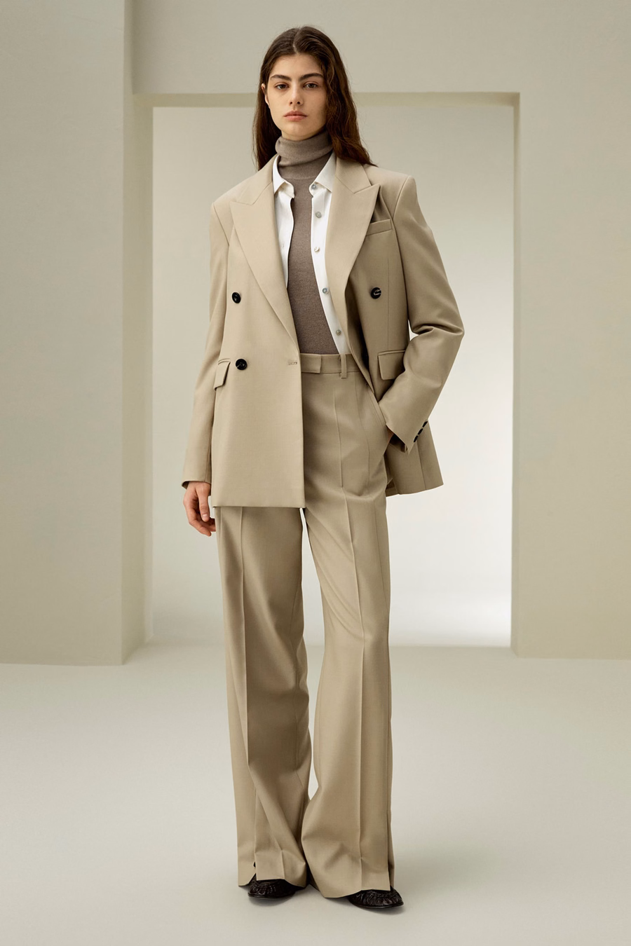 Moderne schoonheid zijde wol blazer