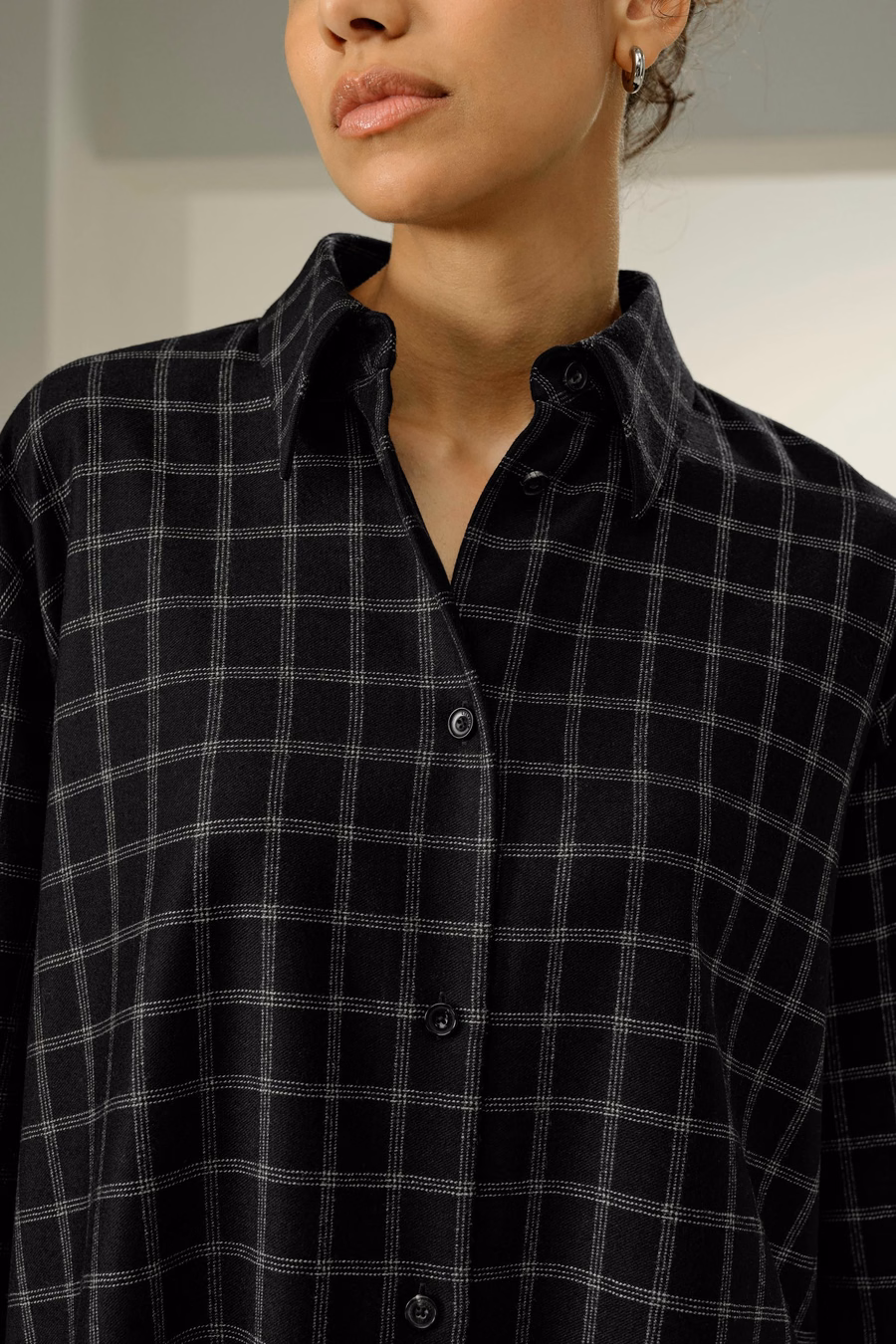 Shirt met een zijde-wol ruitpatroon