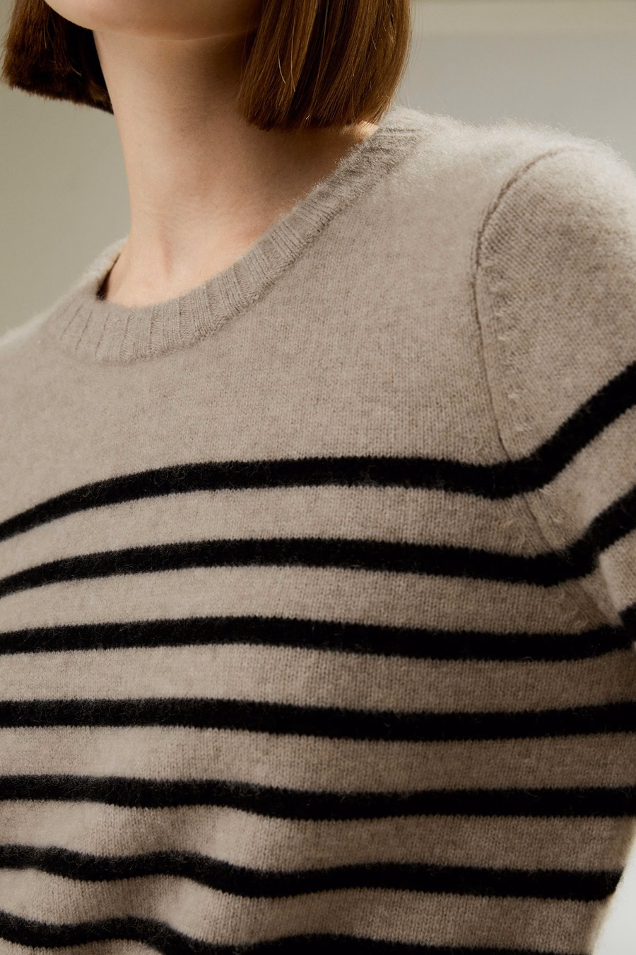 Gestreepte Ronde Kraag Cashmere Trui