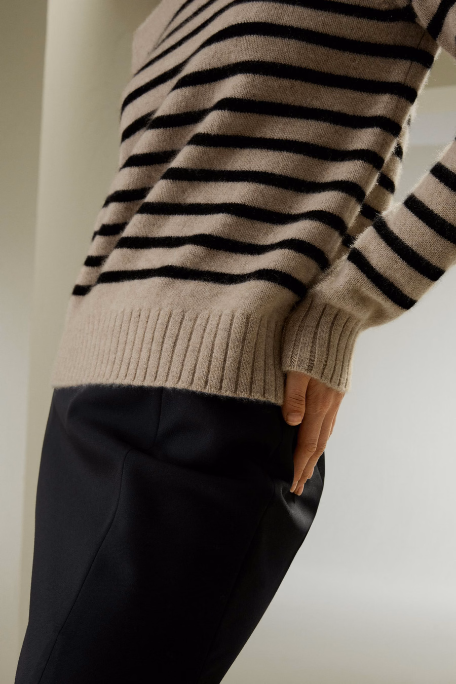 Gestreepte Ronde Kraag Cashmere Trui