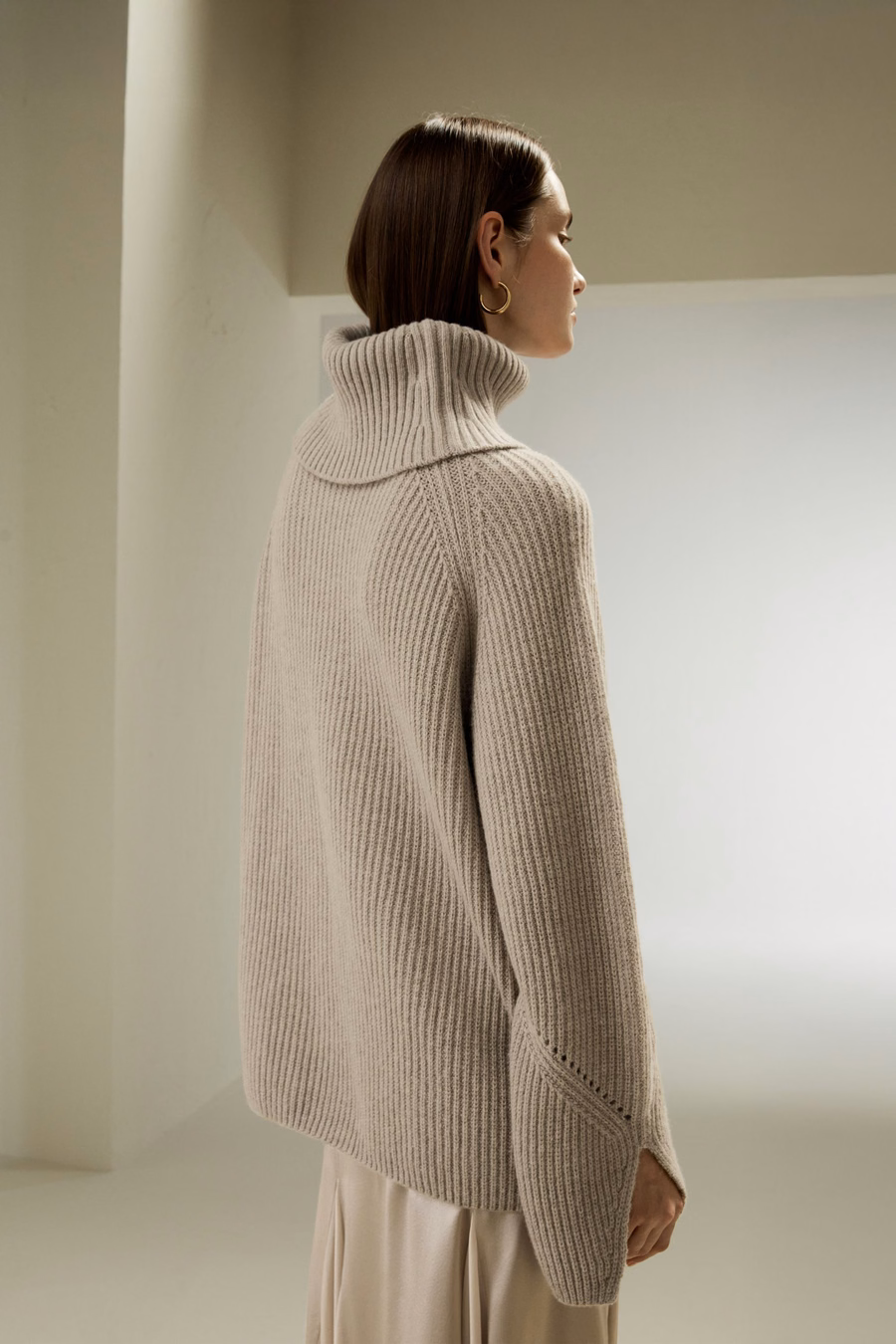 Oversized Merino Wol Trui met Splitmouwen