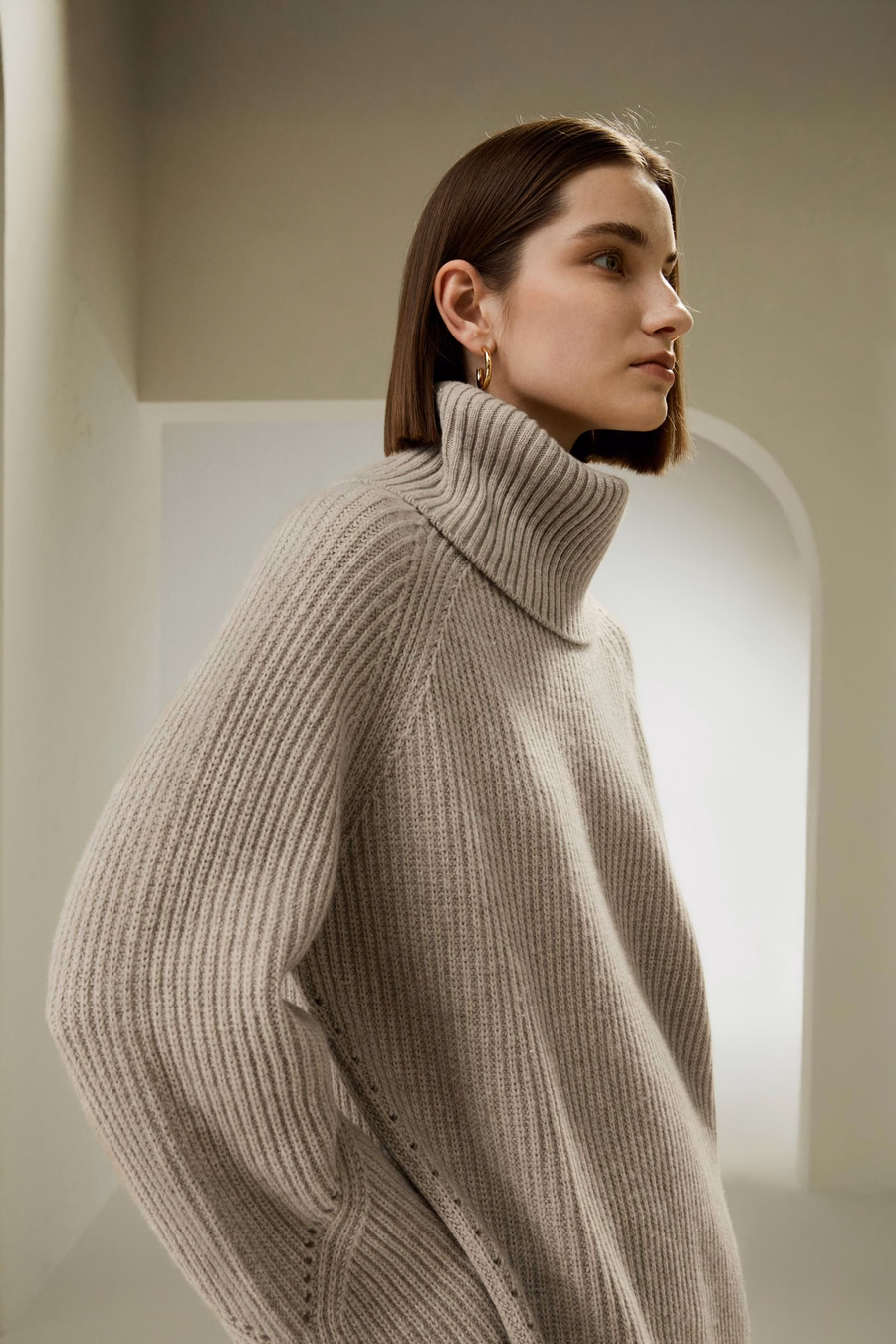 Oversized Merino Wol Trui met Splitmouwen