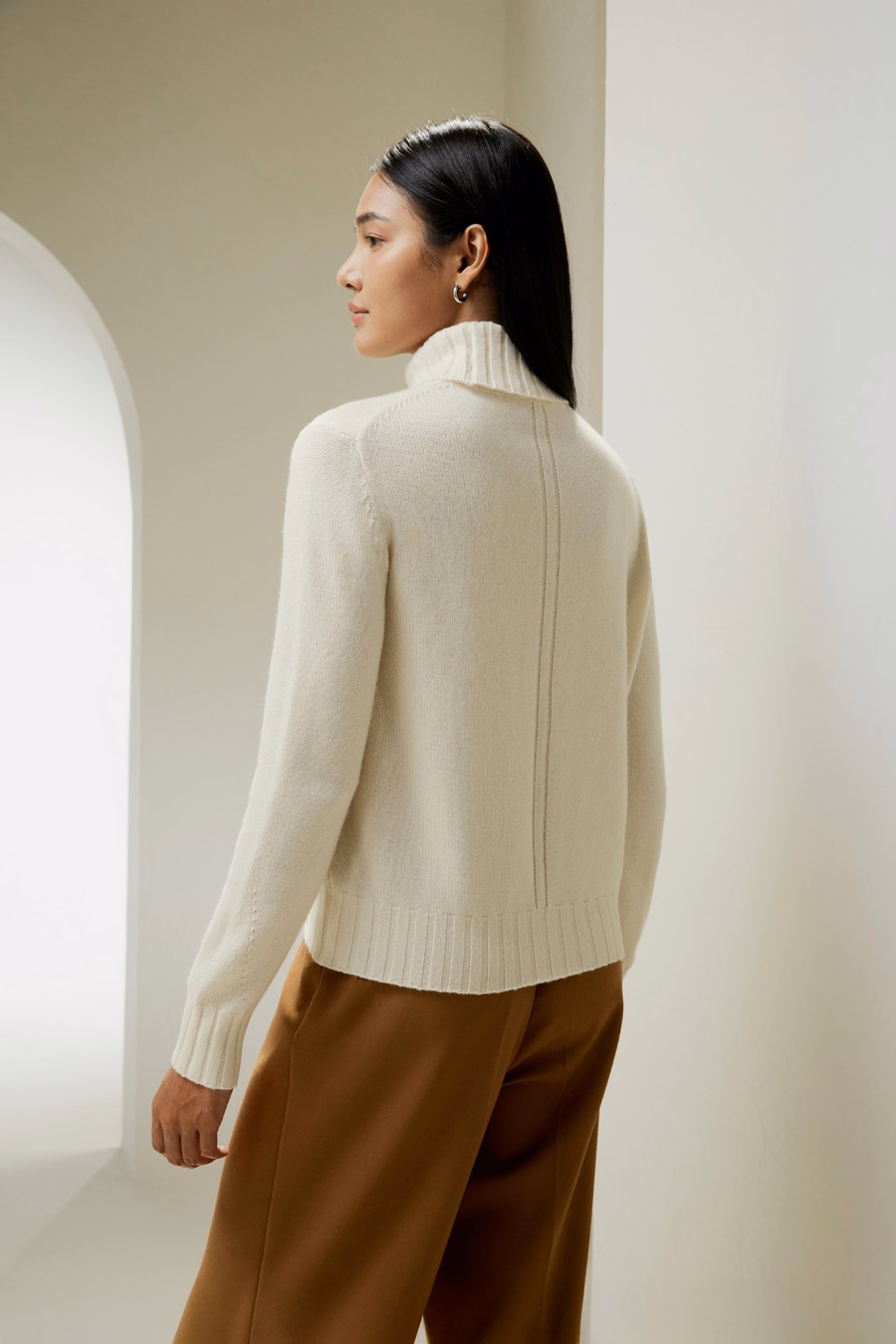 Turtleneck Sweater met Rib Hemlinie
