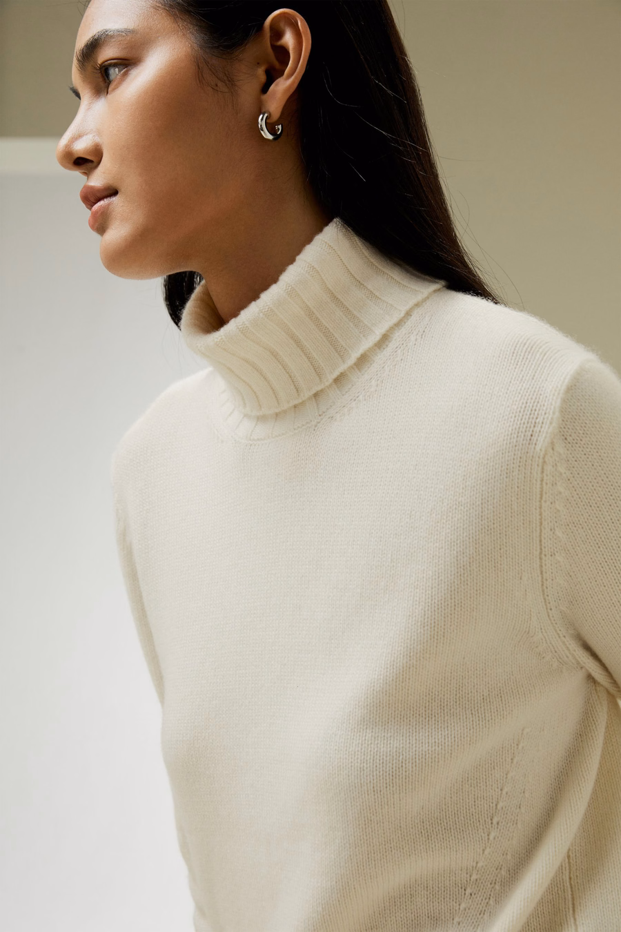 Turtleneck Sweater met Rib Hemlinie