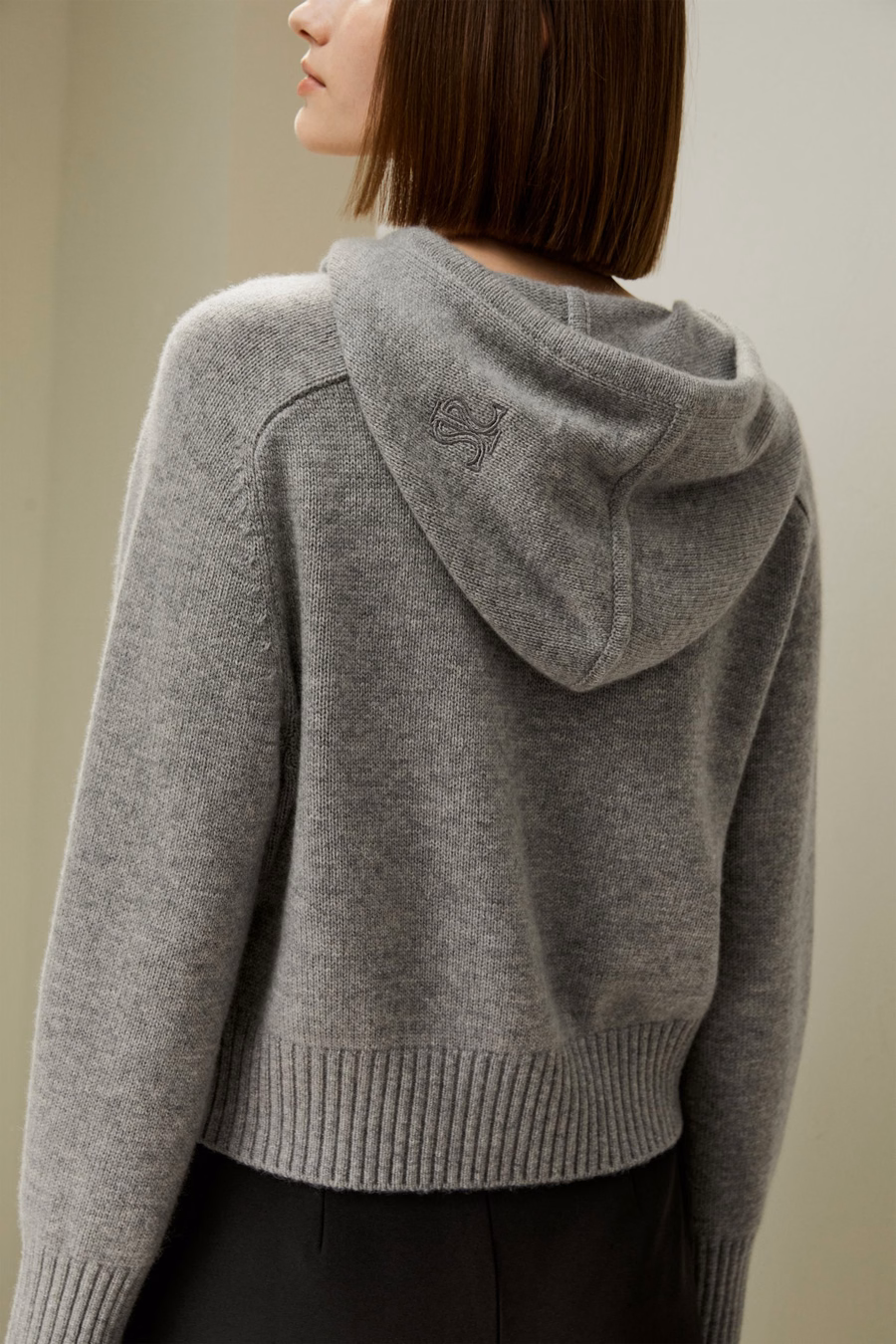 Korte Zip-Up Wol Kasjmier Hoodie