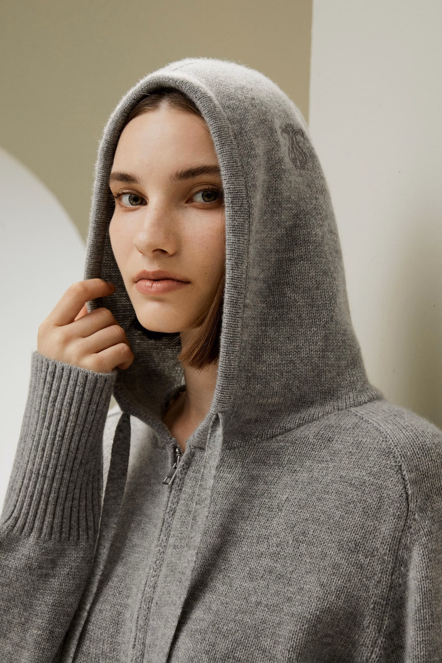 Korte Zip-Up Wol Kasjmier Hoodie