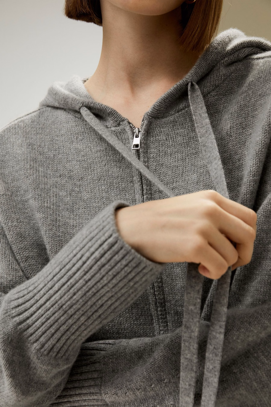 Korte Zip-Up Wol Kasjmier Hoodie