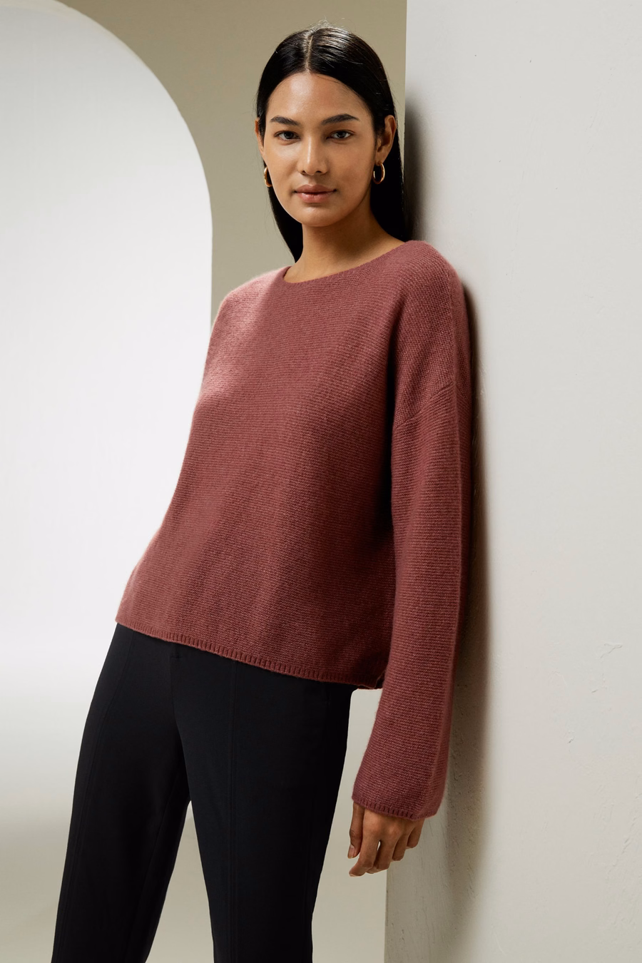 Ontspannen Pasvorm Drop-Schouder Zijde Katoenmix Sweatshirt