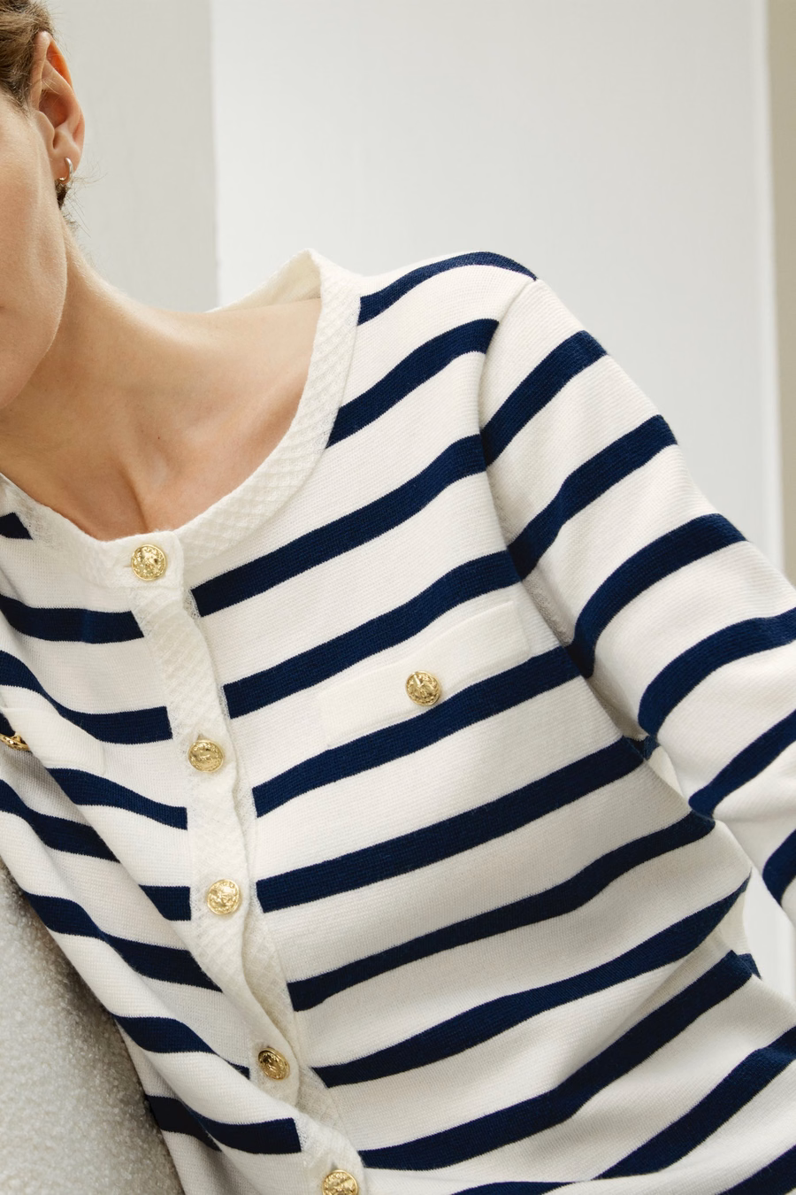 Gariana Gestreepte Wol Cardigan