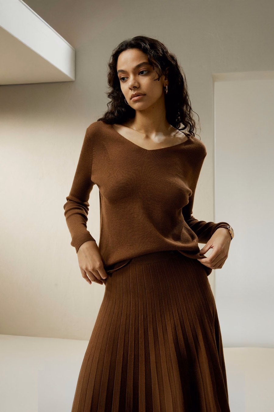 V-hals Ultra-fijne Merino Wol Trui