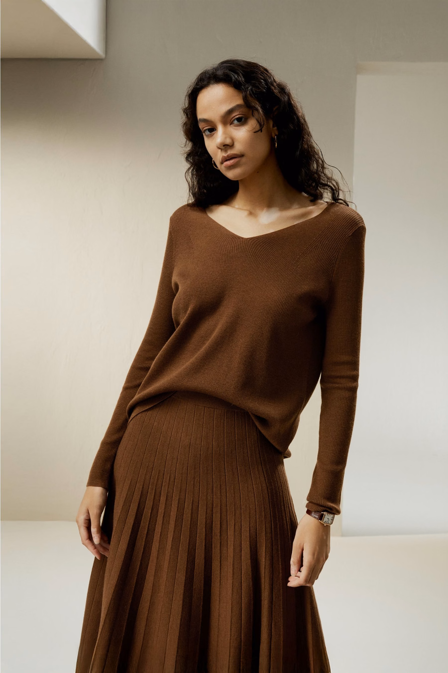 V-hals Ultra-fijne Merino Wol Trui