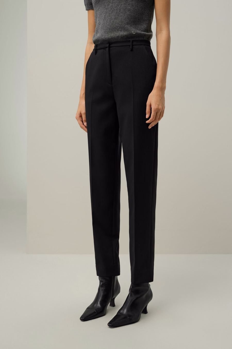 Basis zijden-wolblend slim fit broek