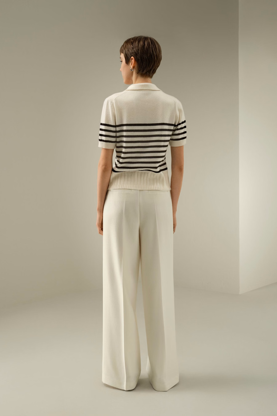 Striped Cashmere Polo Sweater