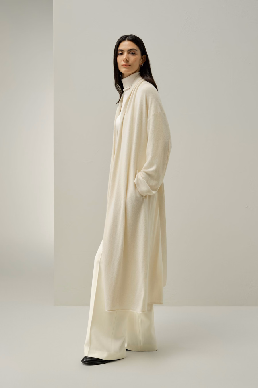 Kalf-lange cashmere cardigan