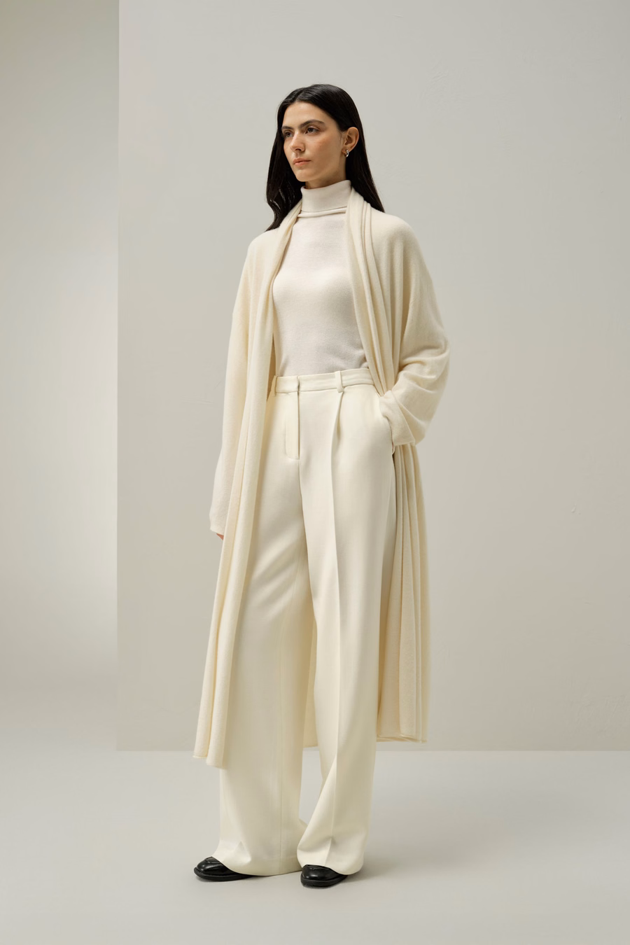Kalf-lange cashmere cardigan