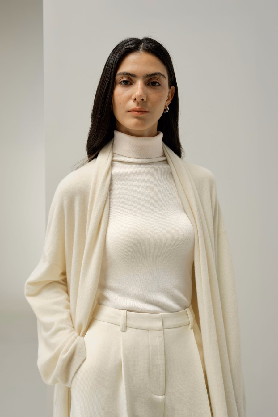 Kalf-lange cashmere cardigan