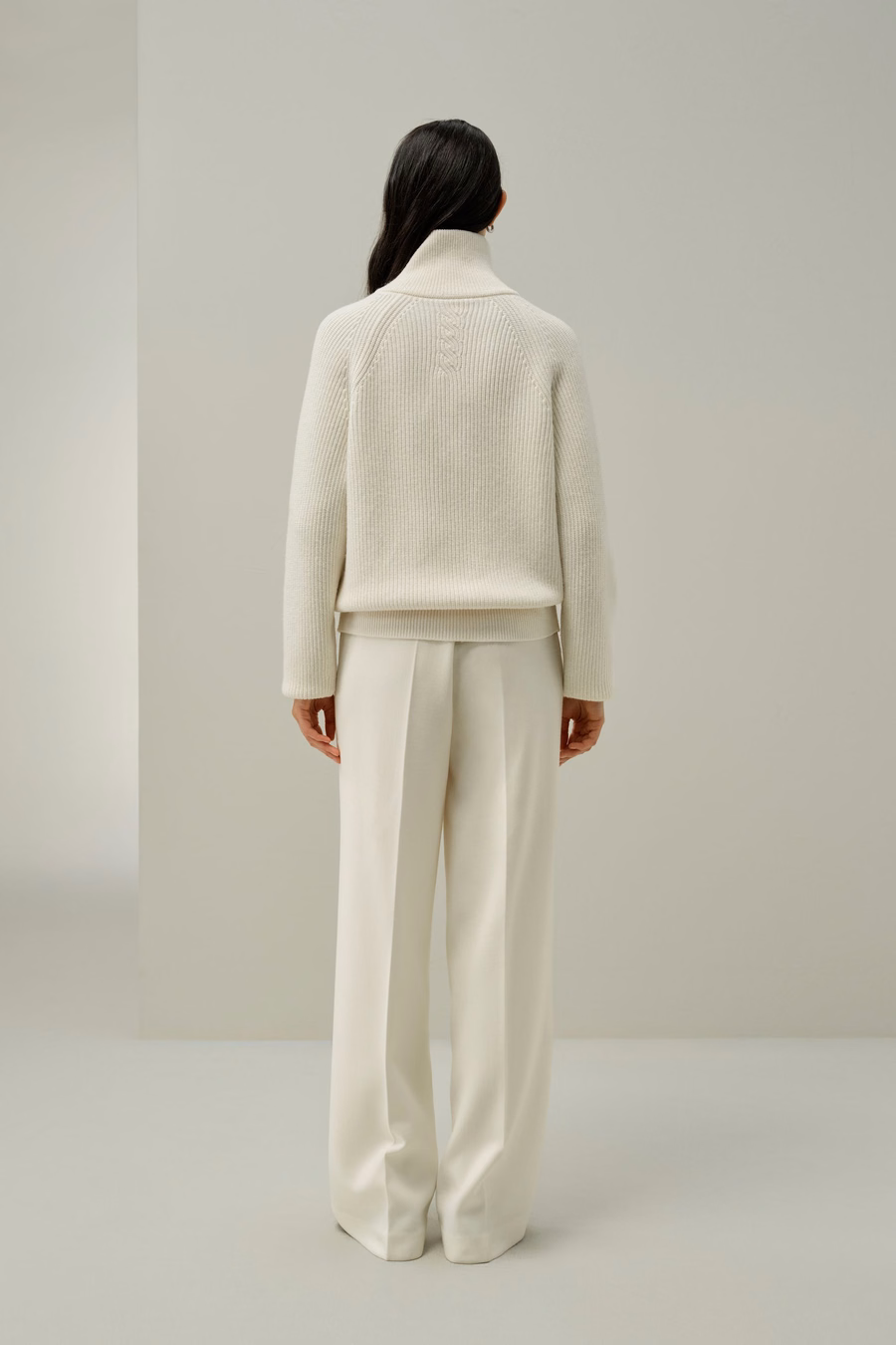 Geribbelde gebreide Turtleneck Rits Cardigan