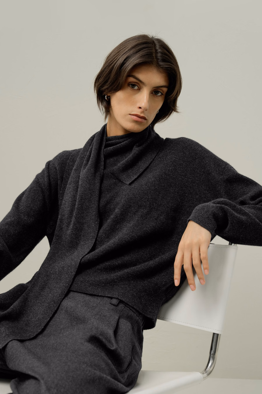 Bowtie Collar Wool-Cashmere Sweater