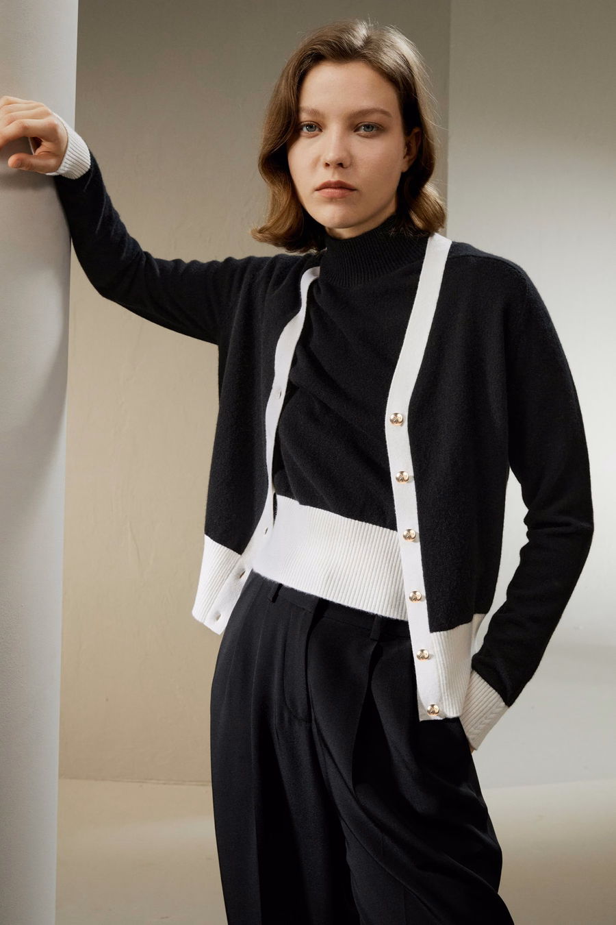Gemini Kasjmier Cardigan met Contrasterende Zoom