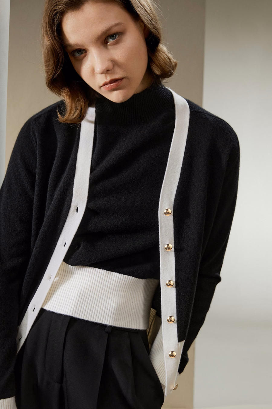 Gemini Kasjmier Cardigan met Contrasterende Zoom