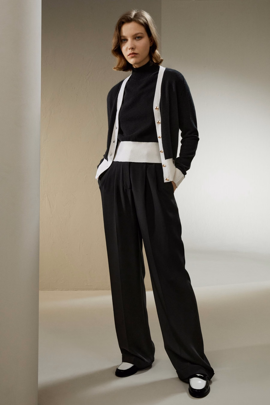 Gemini Kasjmier Cardigan met Contrasterende Zoom