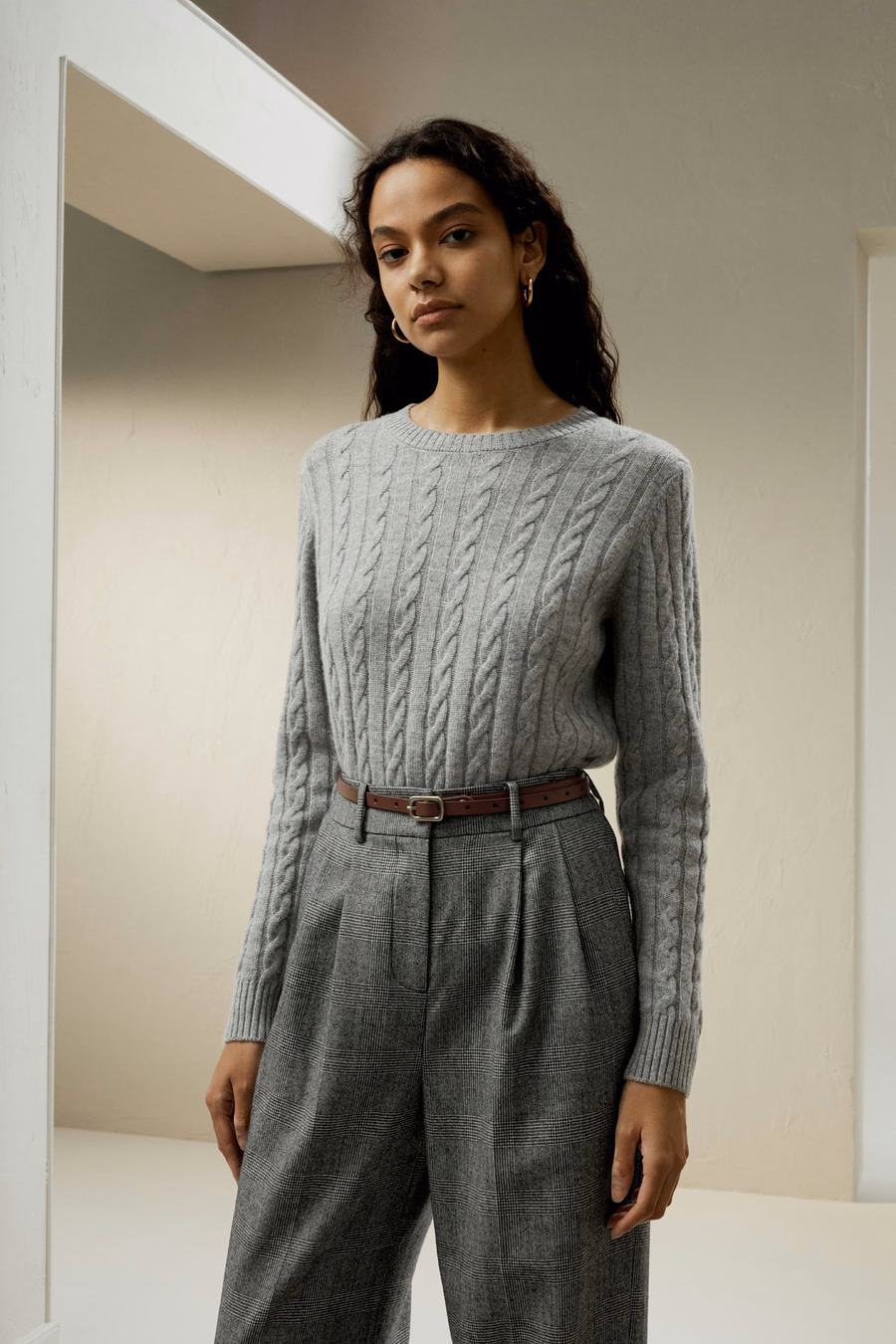 Classic Cable Knit Sweater met Ribbelranden